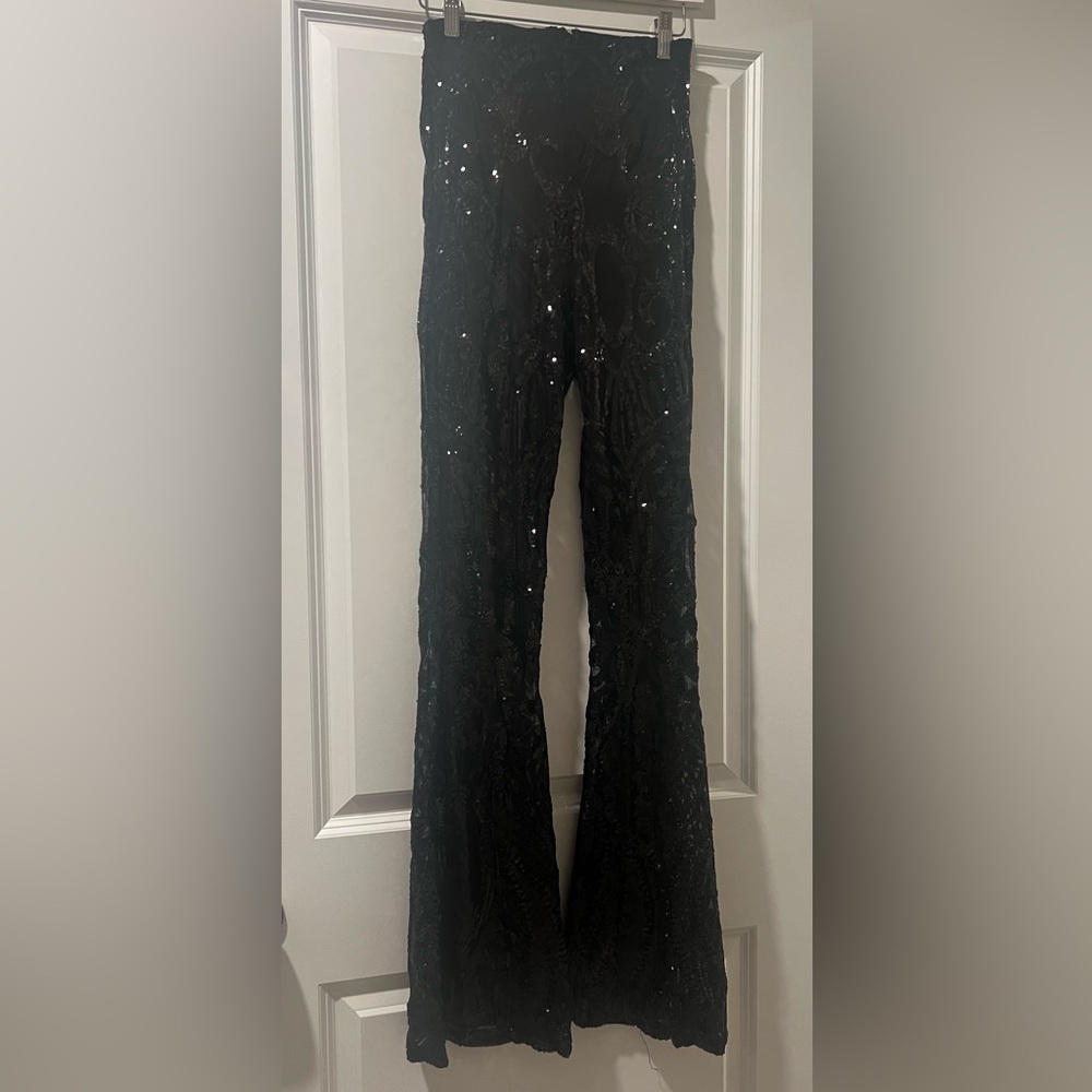 Windsor Sequin Flare Mesh Bootcut Pants - image 1